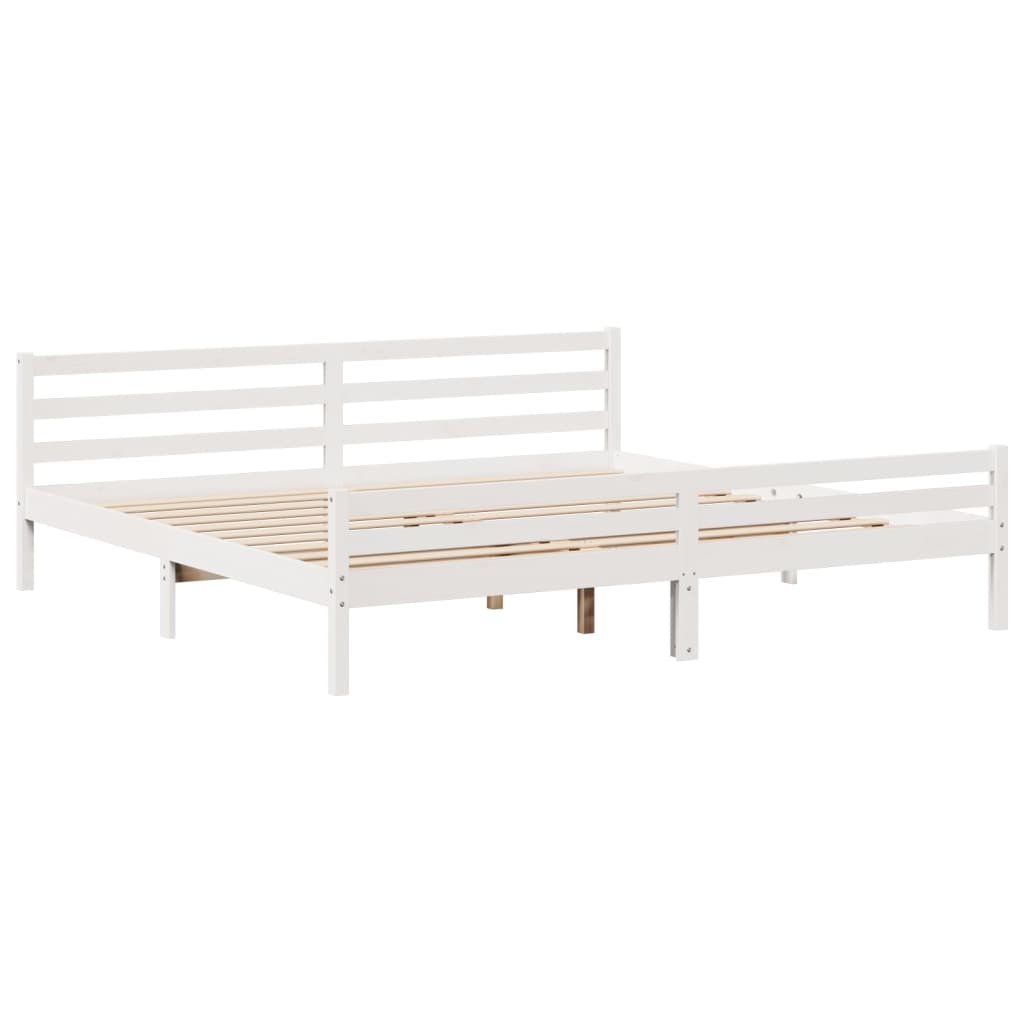 Bed Frame with Headboard without Mattress White 180x200 cm Super King